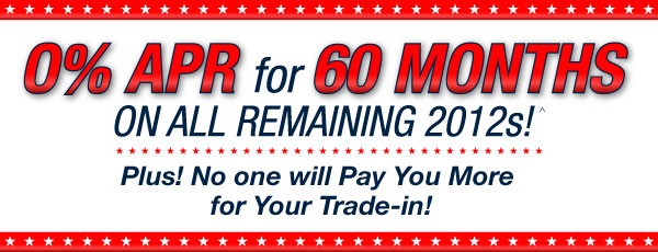 0% APR for 60 Months on 2012s!