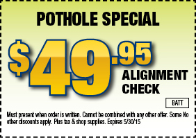 Pothole Special $49.95 Alignment Check