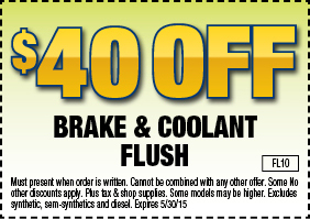 $40 Off Brake and Coolant Flush