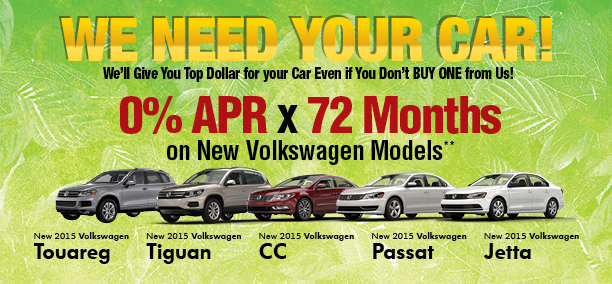 0% APR x 72 Months on New Volkswagen Models