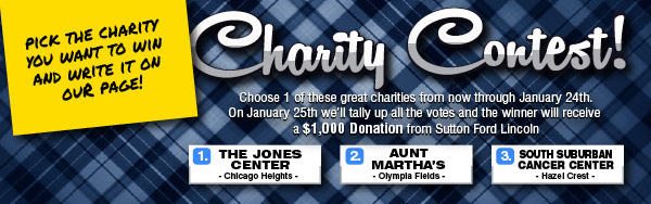 Choose a Charity for Sutton Ford to Donate $1,000 to