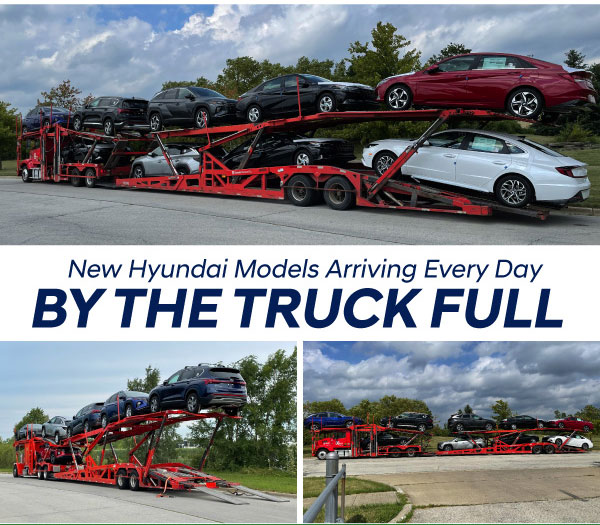 New Hyundais arriving by the truck full