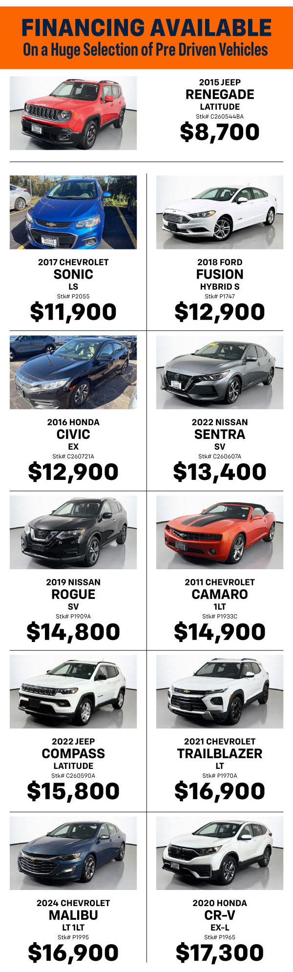 Huge Selection of Pre-Owned Vehicles